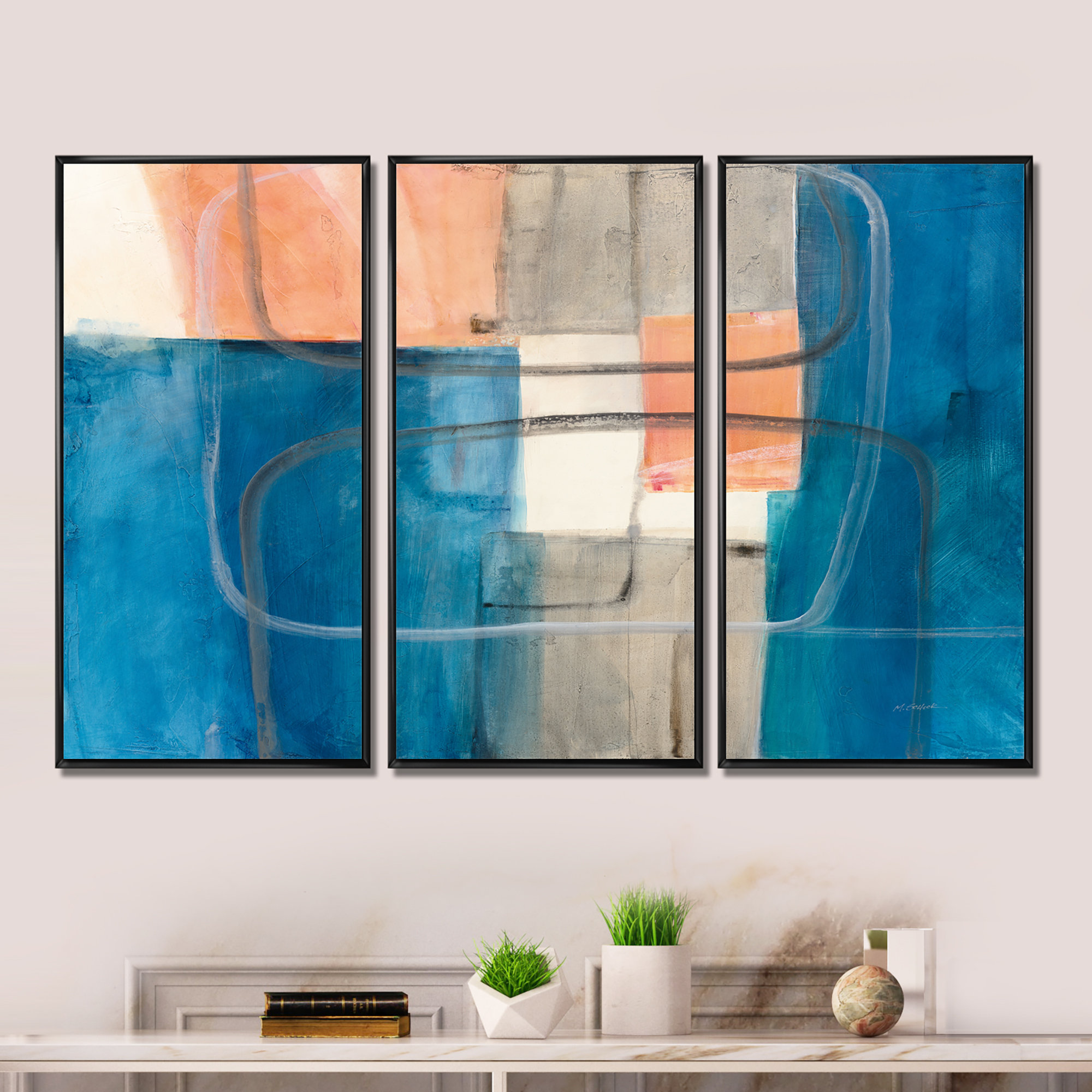 Design Art Modern Simply Blue - Modern & Contemporary Framed Canvas ...